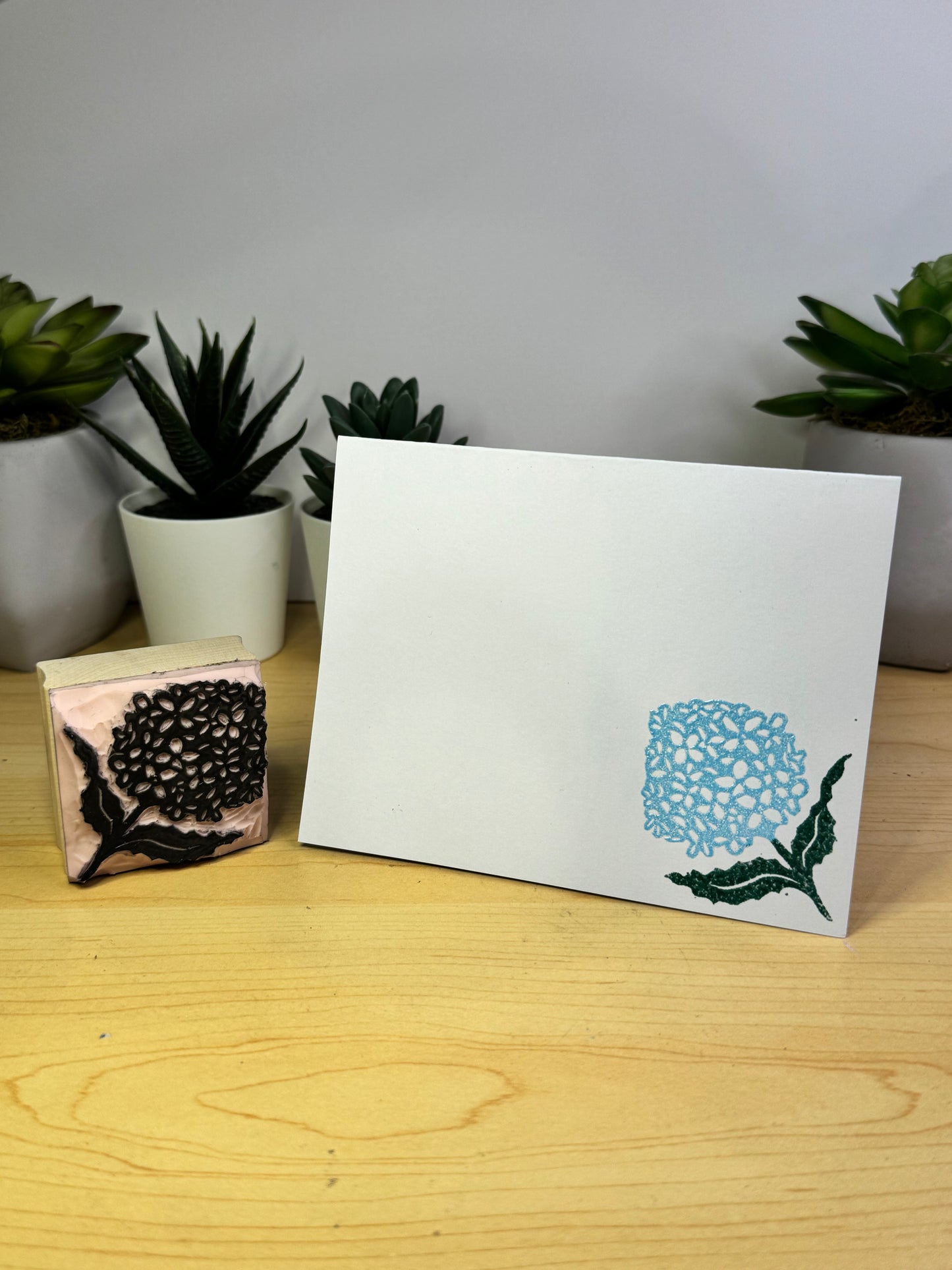 Embossed Greeting Card - Blue Hydrangea