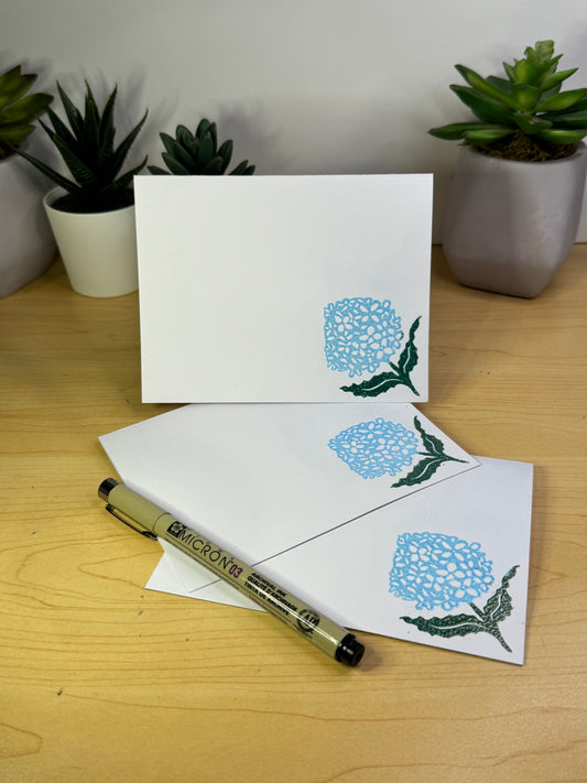 Embossed Greeting Card - Blue Hydrangea