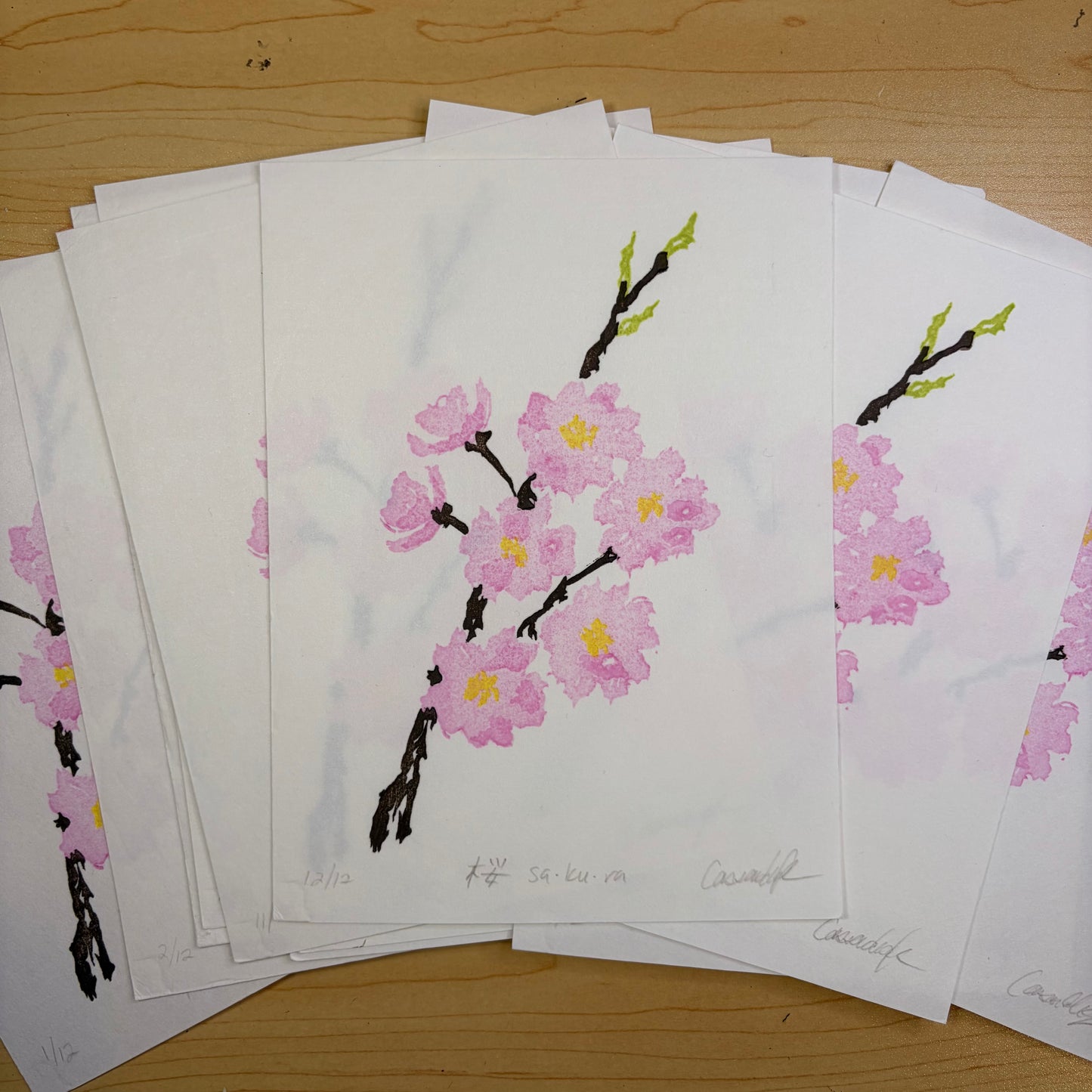 Sakura - Traditional Mokuhanga Print (Size 6x8")