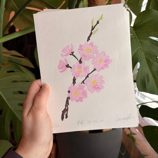 Sakura - Traditional Mokuhanga Print (Size 6x8")