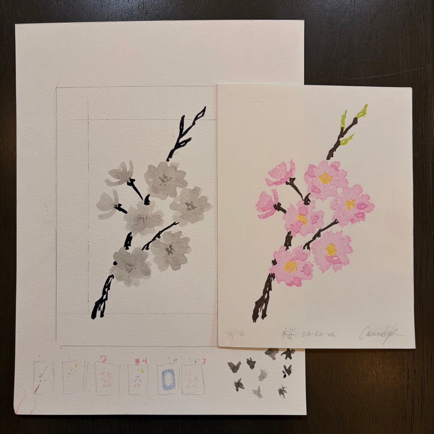 Sakura - Traditional Mokuhanga Print (Size 6x8")