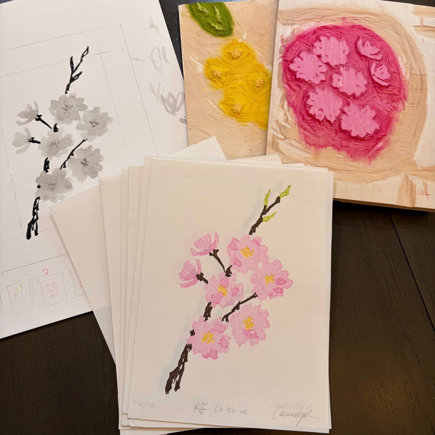Sakura - Traditional Mokuhanga Print (Size 6x8")